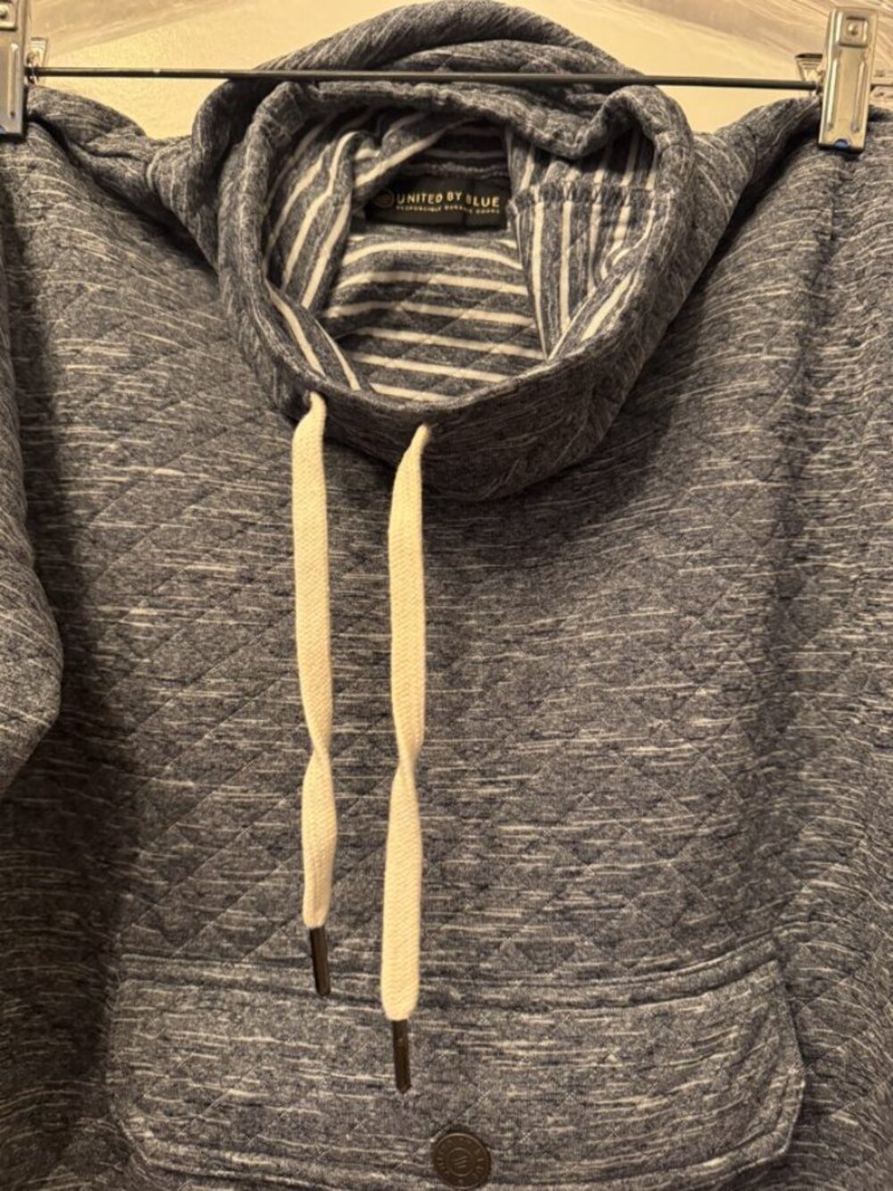 United by Blue Quilted Funnel Neck Pullover Gray Sz S